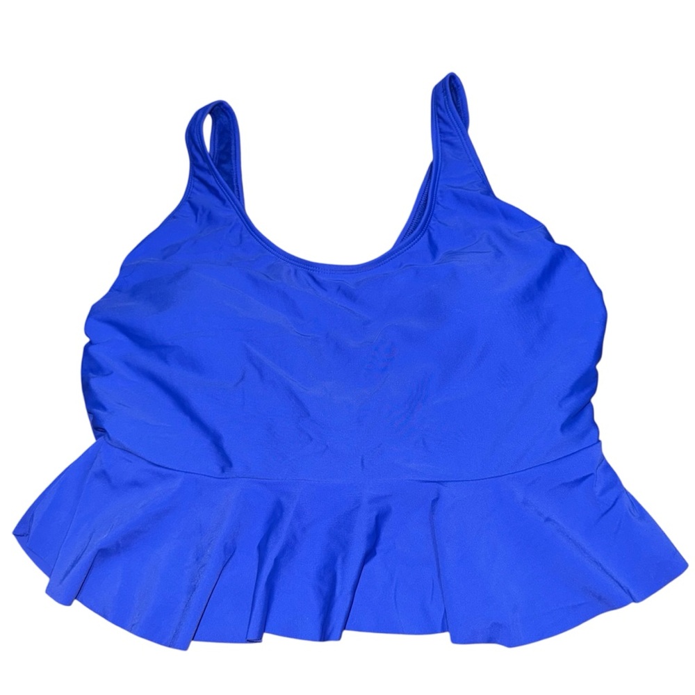 SO XL Bright Blue Ruffle Tankini Bikini Top